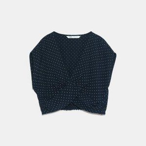 Zara Navy Cropped Polka Dot Top - NEW WITH TAGS!!